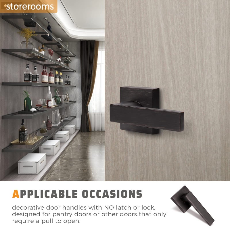KNOBWELL 2 Pack Heavy Duty Mordern Dummy Door Lever Single Handle for Interior Use with Oil Rubbed Bronze Finish, for Both Right/Left Handing 0.93 lb One Lever(Only One Side Use) - Image 3